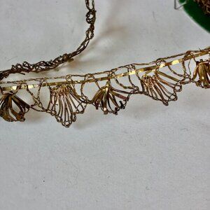 SALE Antique Victorian French Metallic Lace Trim Torchon Fan Lace